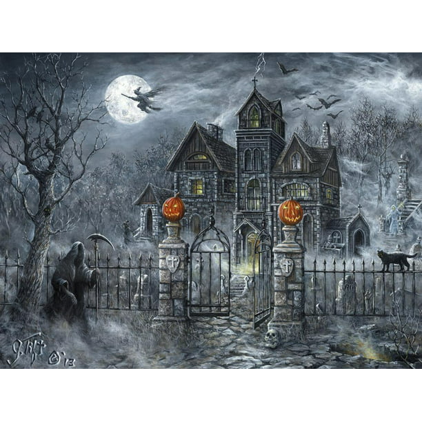 Framed Print Picture Poster Horror Art Grim Ancient Gothic Haunted House